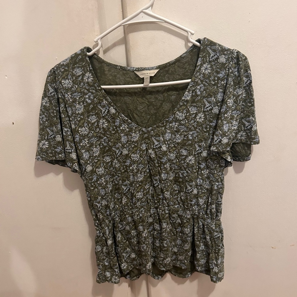 Lucky Brand Green Floral Top
